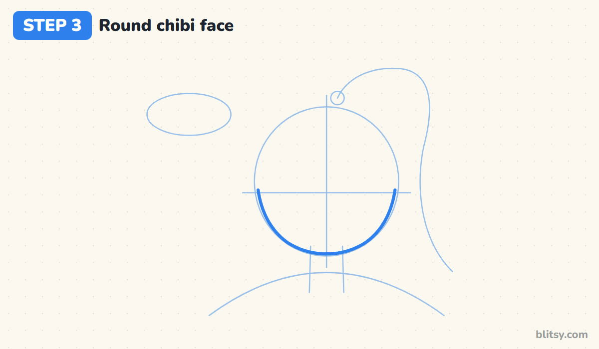 How to draw ariana grande step by step step 3 - draw the round chibi face