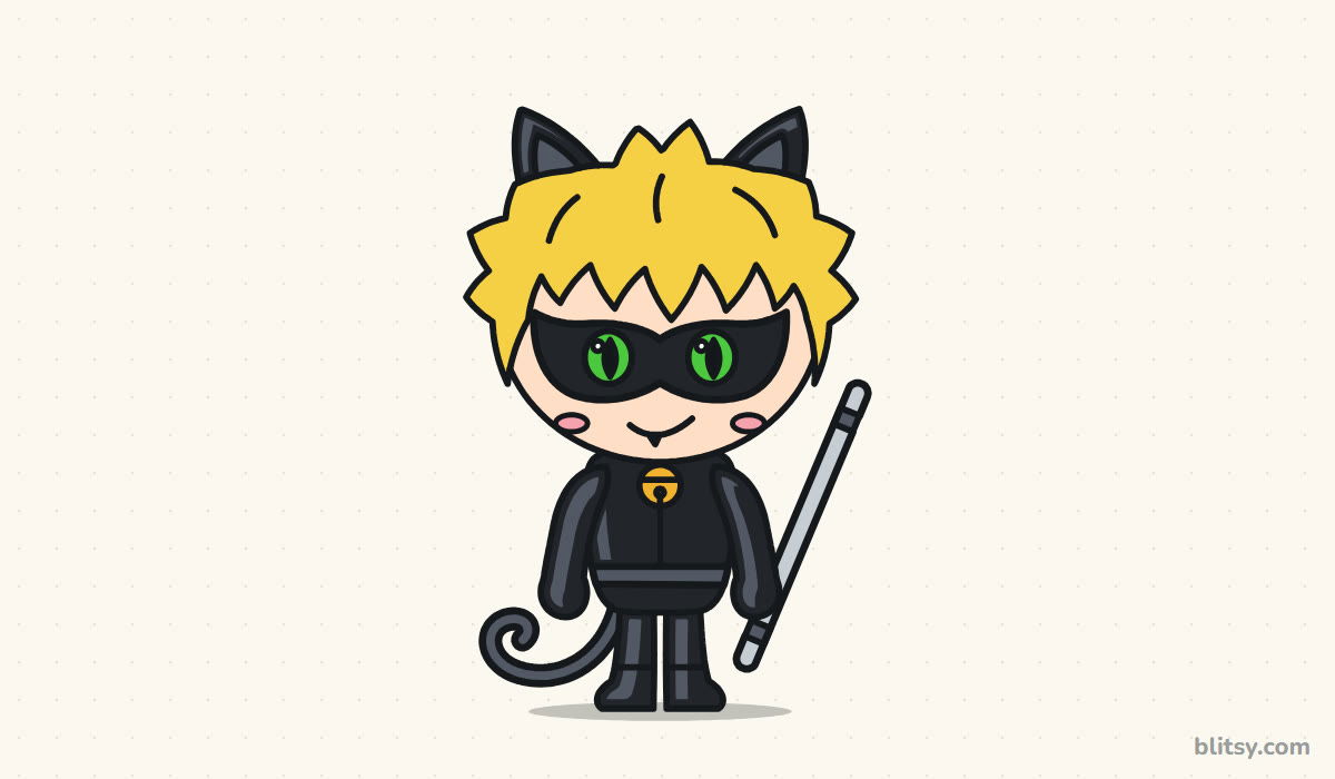 How to draw cat noir step by step - finished drawing