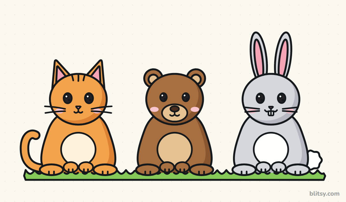 How to draw cute animals step by step - finished drawing