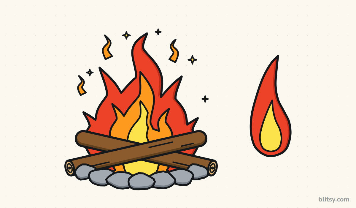How to draw flames step by step - finished drawing