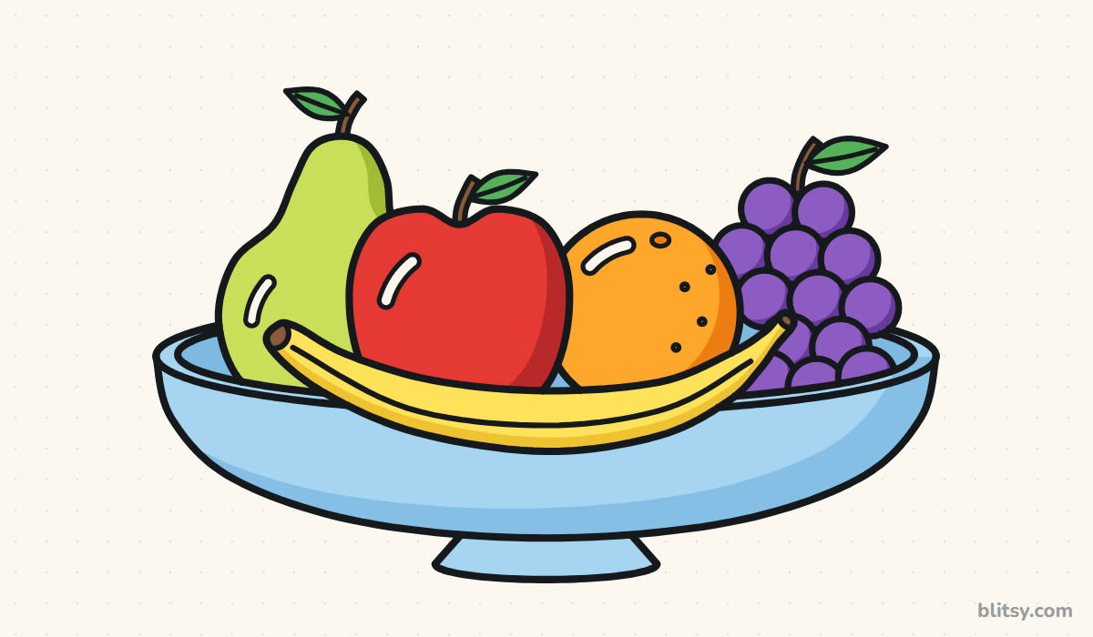 How to draw fruit step by step - finished colored Fruit drawing