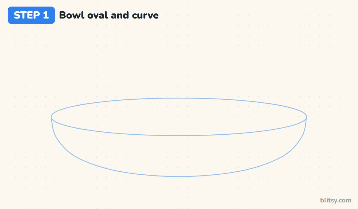 How to draw fruit step by step step 1 - sketch a wide oval and a bowl curve