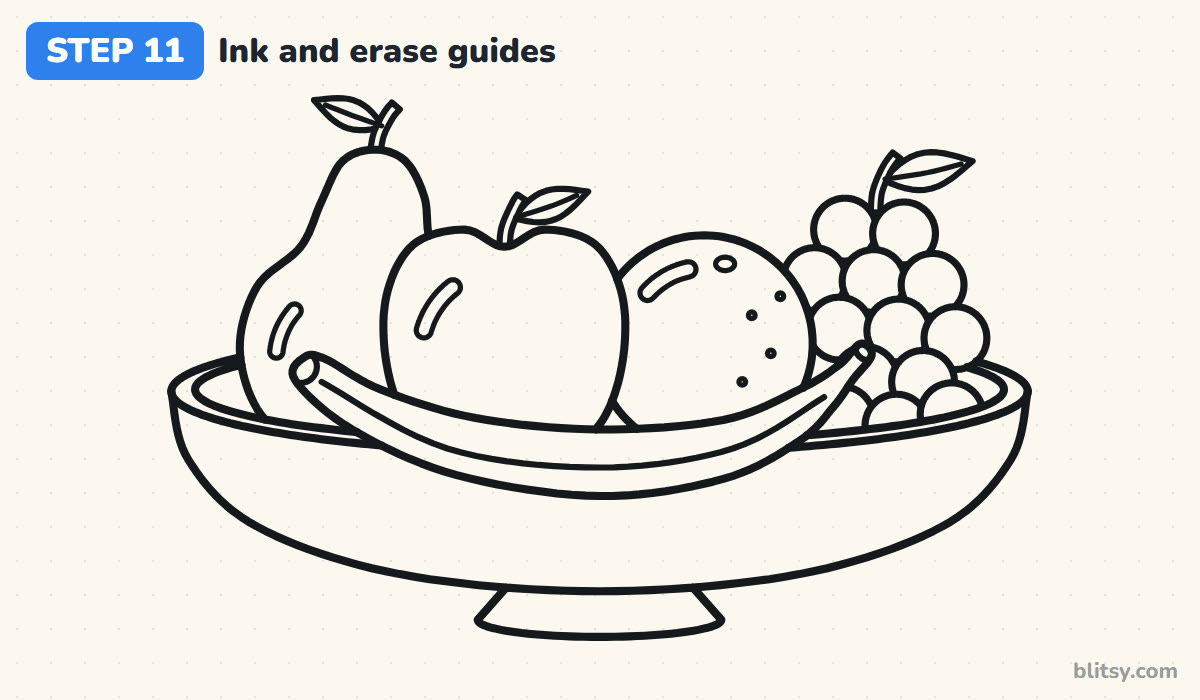 How to draw fruit step by step step 11 - ink the lines and erase the guides