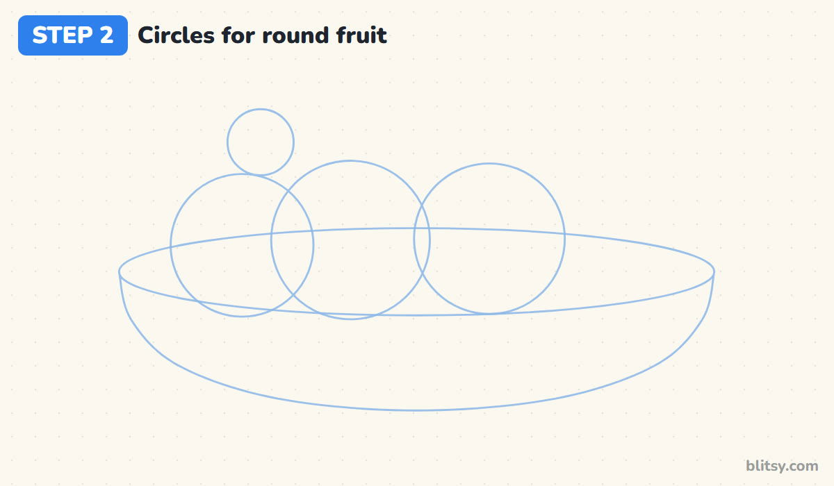 How to draw fruit step by step step 2 - add circles for the round fruit