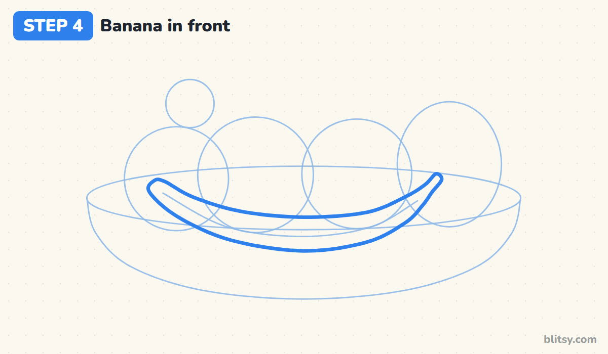 How to draw fruit step by step step 4 - draw the banana resting in front