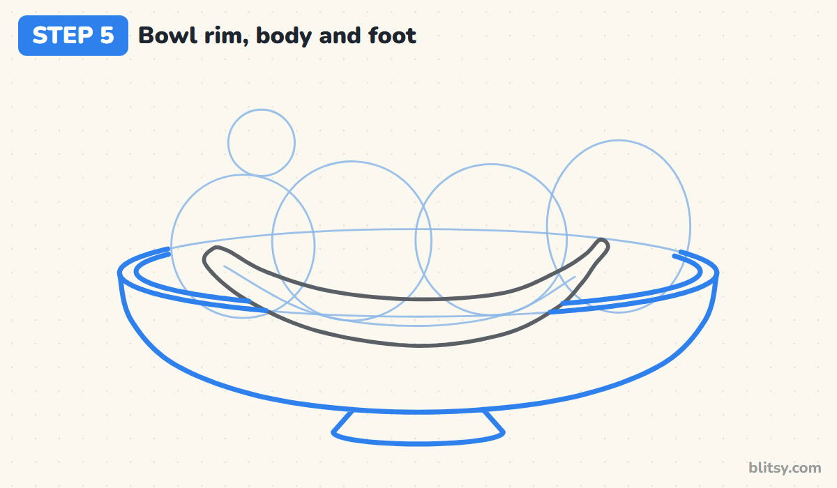 How to draw fruit step by step step 5 - outline the bowl and its foot