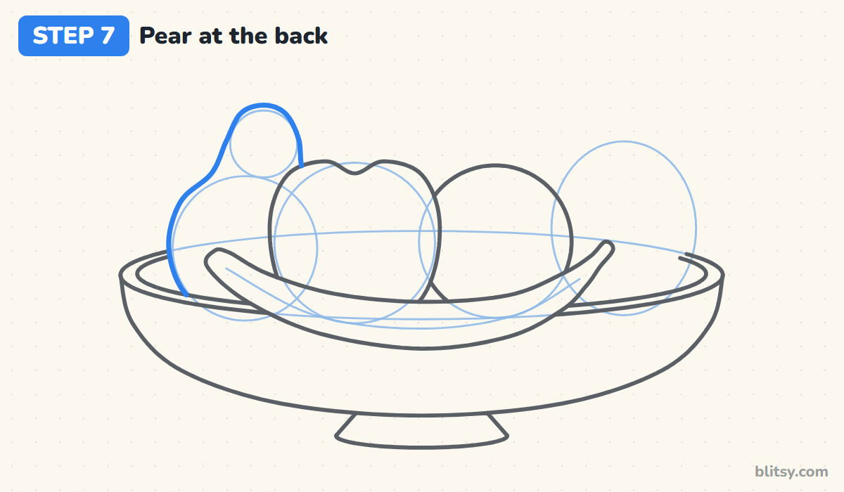 How to draw fruit step by step step 7 - draw the pear at the back