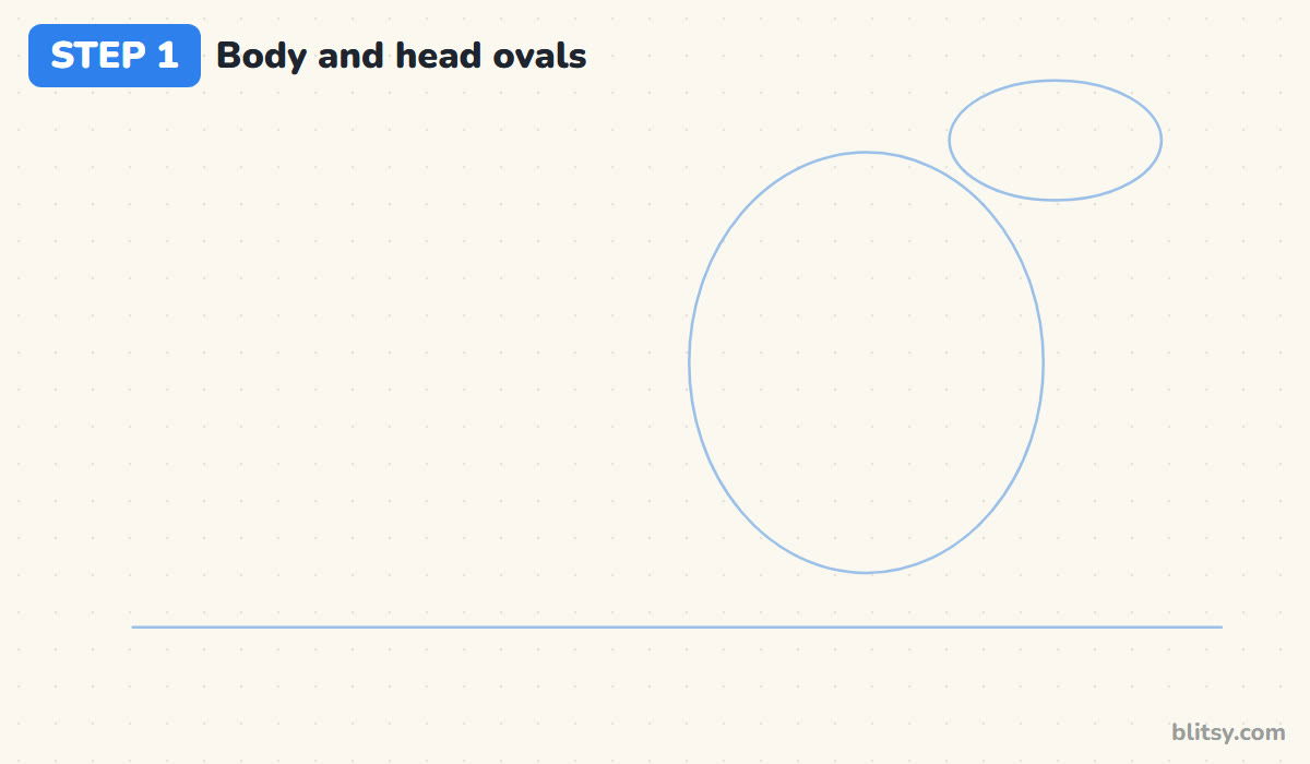 How to draw godzilla step by step step 1 - sketch the body and head ovals