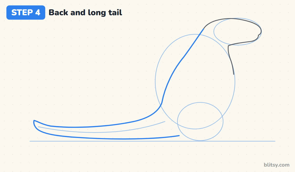 How to draw godzilla step by step step 4 - shape the back and the long tail