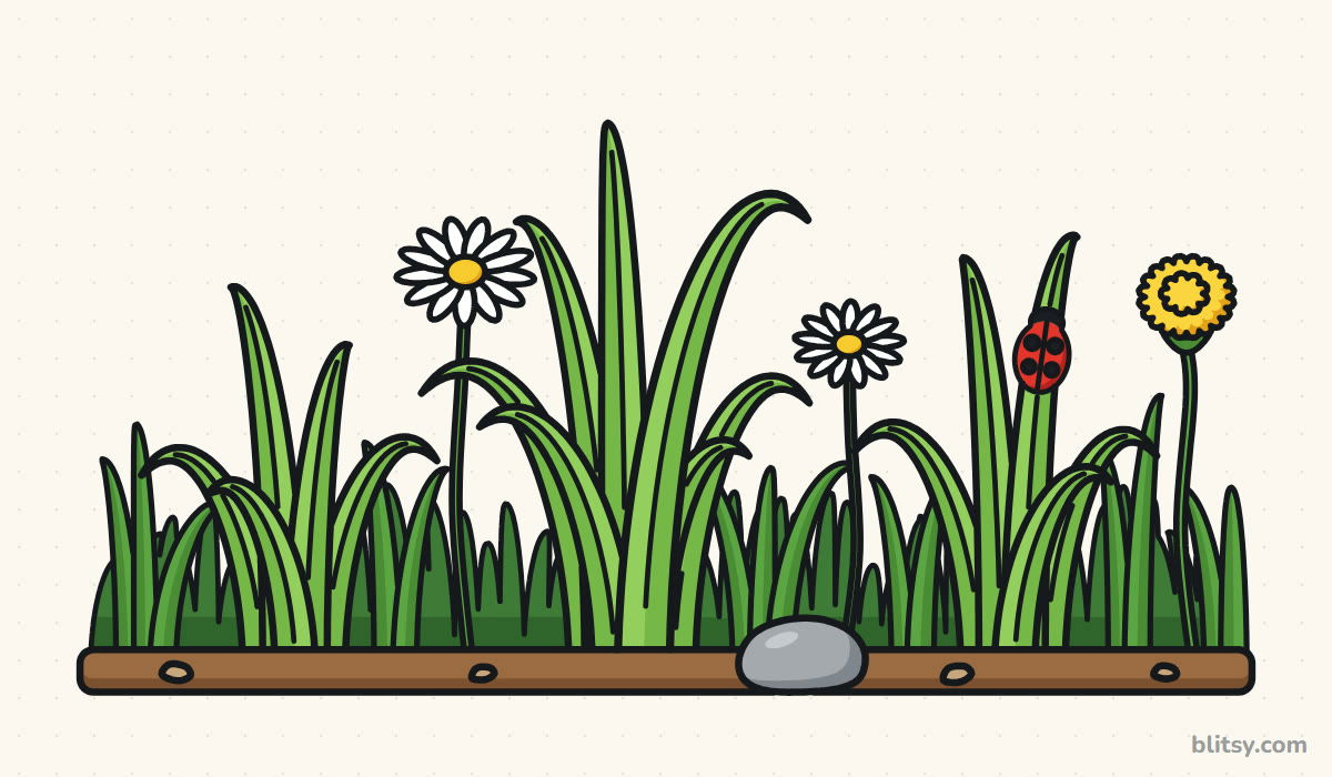 How to draw grass step by step - finished colored Grass drawing