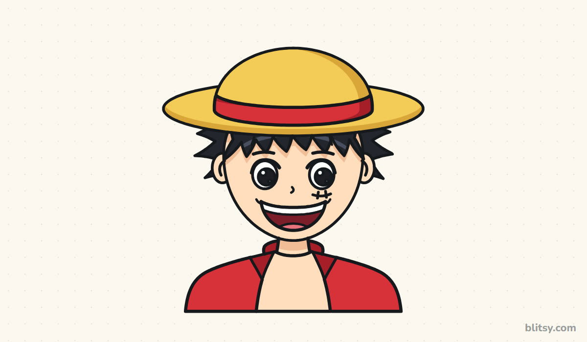 How to draw luffy step by step - finished drawing