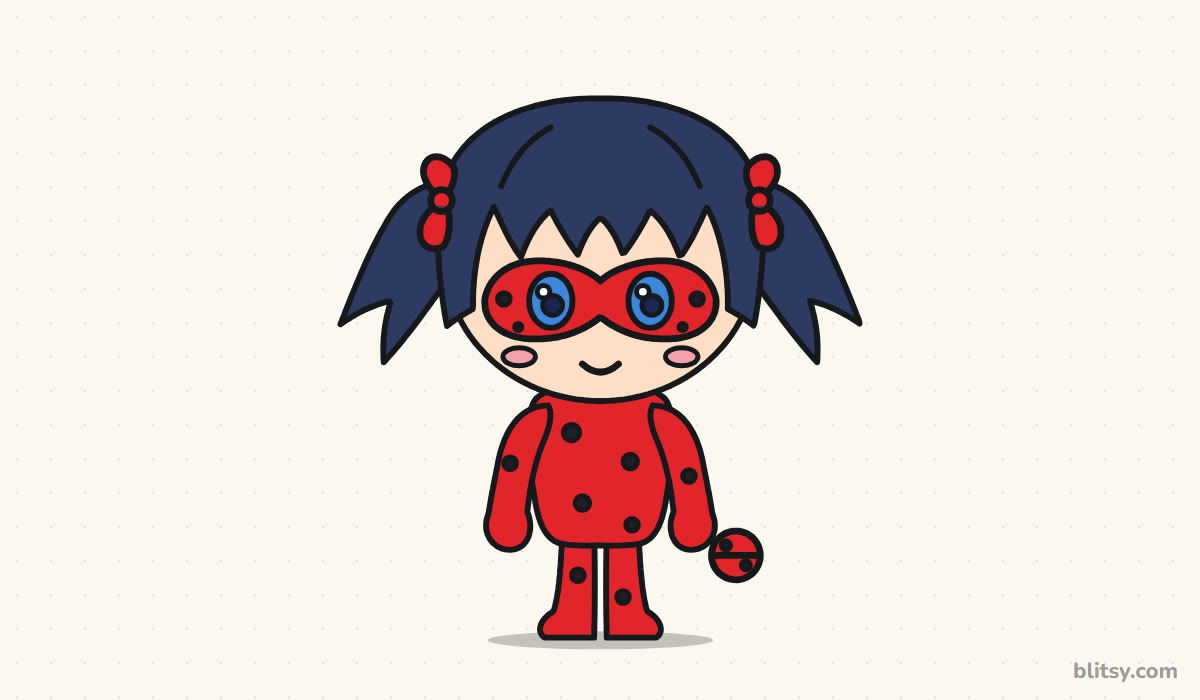 How to draw miraculous ladybug step by step - finished colored Ladybug drawing