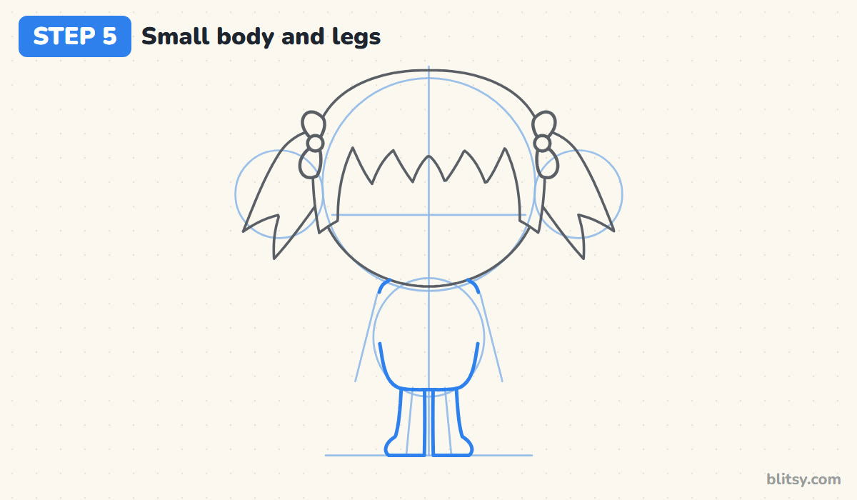 How to draw miraculous ladybug step by step step 5 - draw the small body and short legs