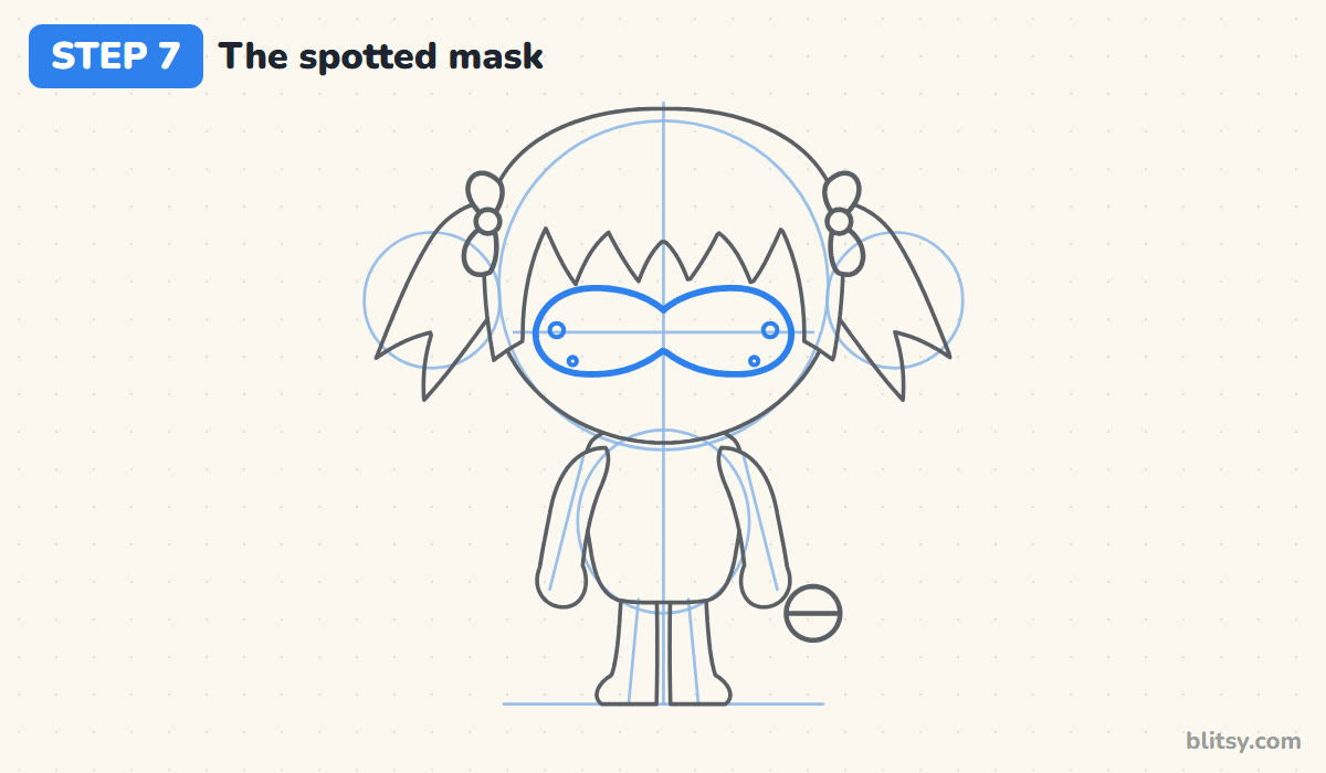 How to draw miraculous ladybug step by step step 7 - draw the spotted mask