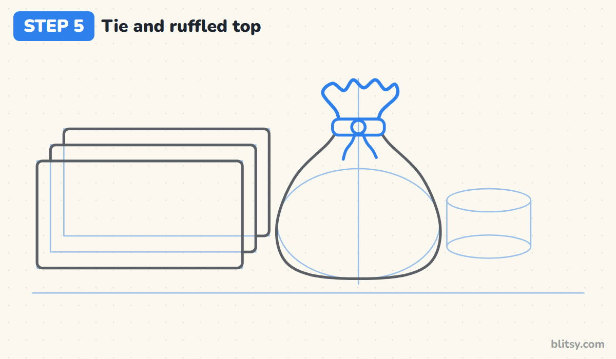 How to draw money step by step step 5 - add the tie and the ruffled top