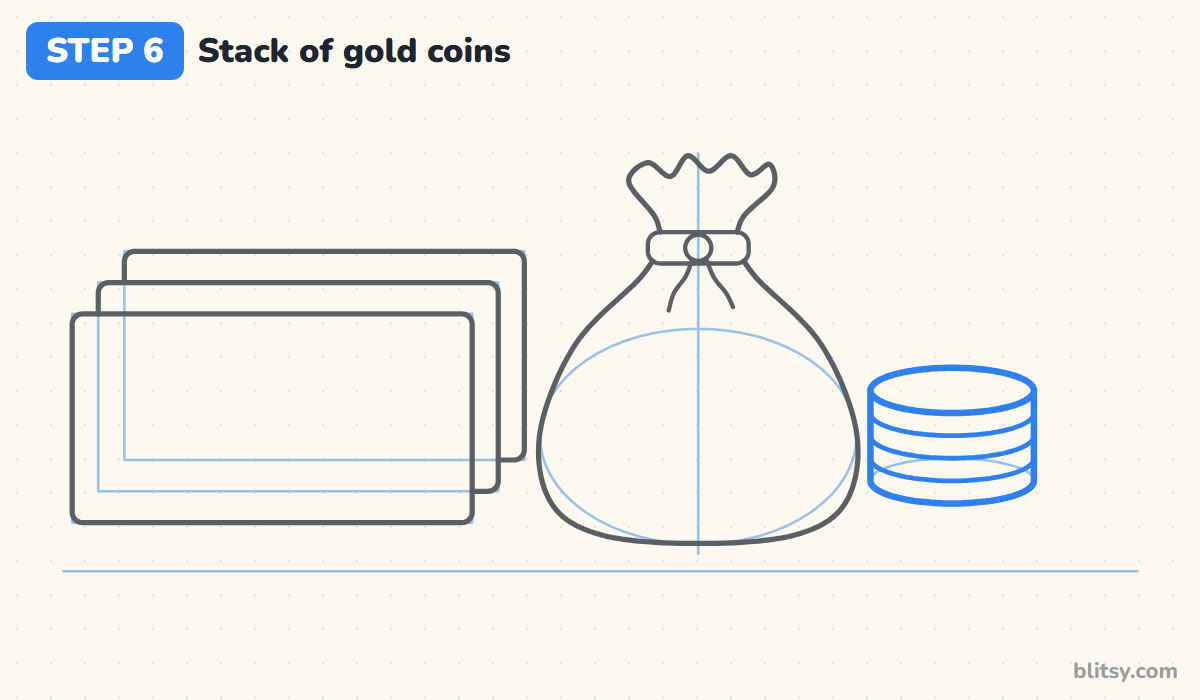 How to draw money step by step step 6 - turn the cylinder into a coin stack