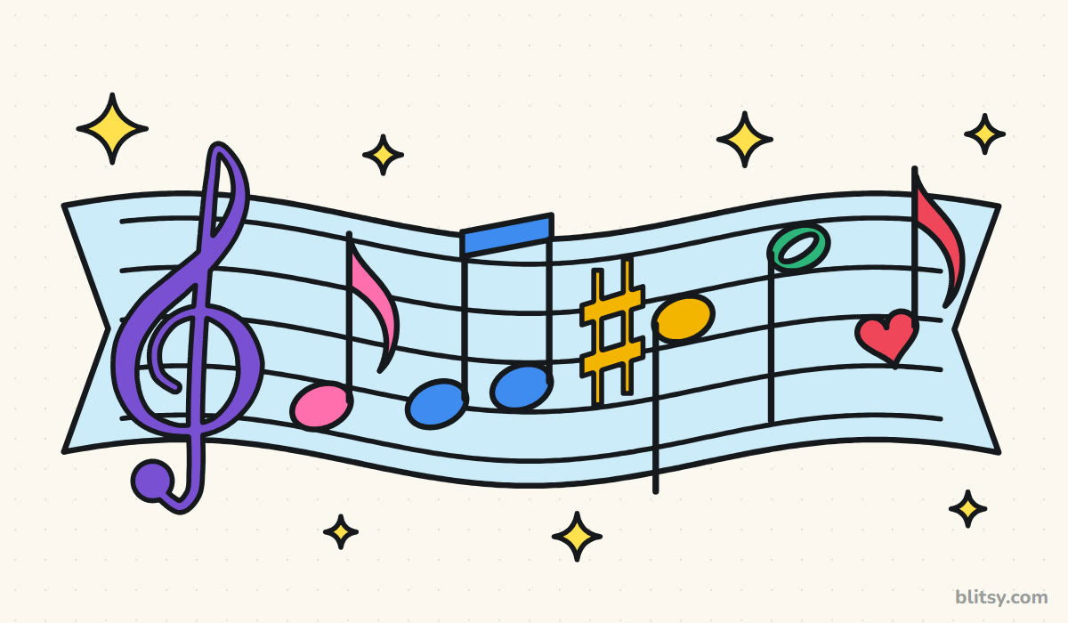 How to draw music notes step by step - finished drawing