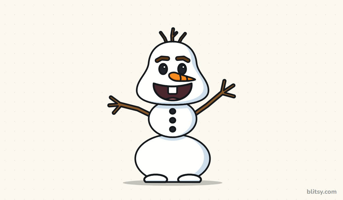 How to draw olaf step by step - finished drawing