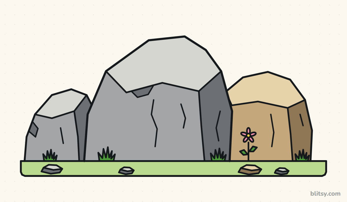 How to draw rocks step by step - finished drawing