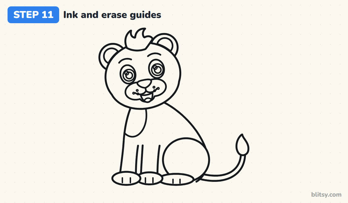 How to draw simba step by step step 11 - ink simba and erase the guides
