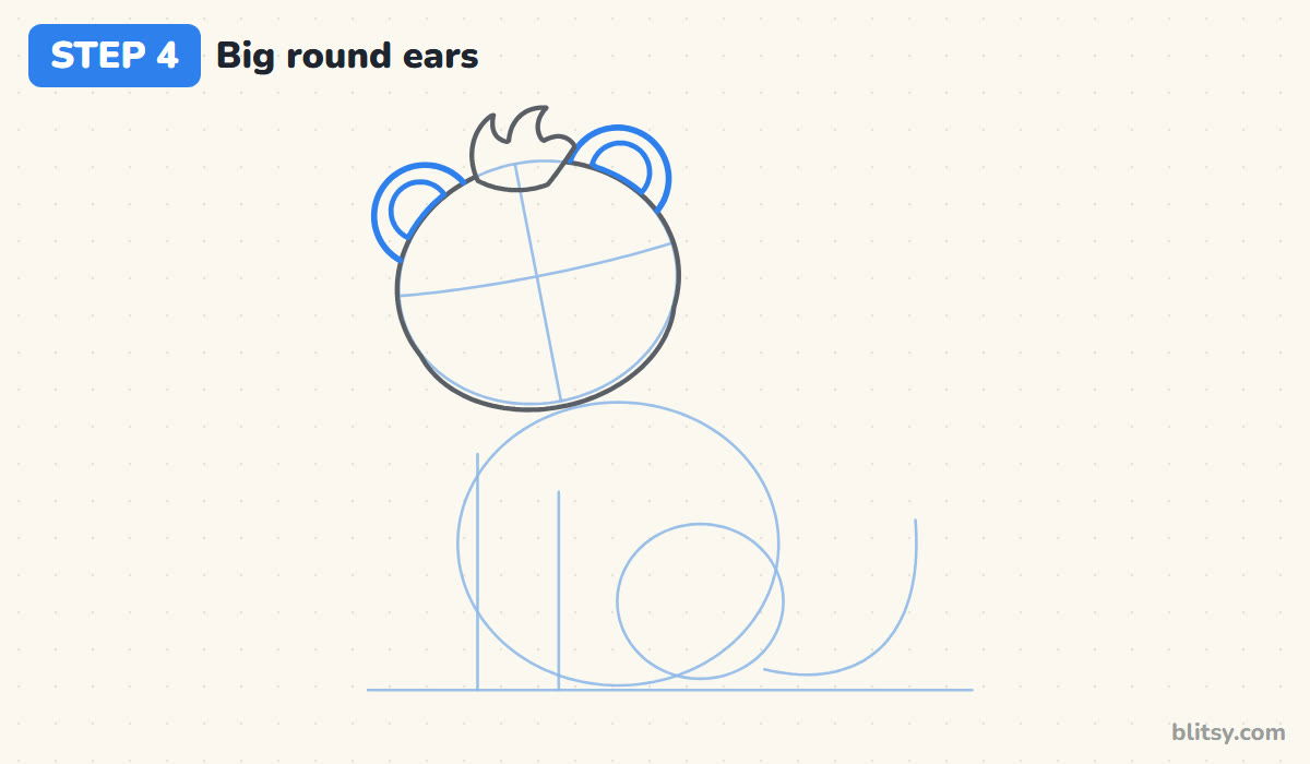 How to draw simba step by step step 4 - draw two big round ears