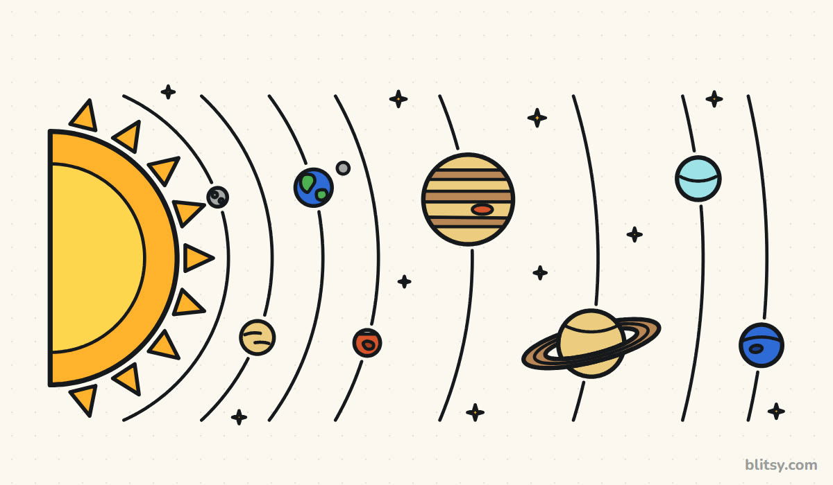 How to draw the solar system step by step - finished drawing