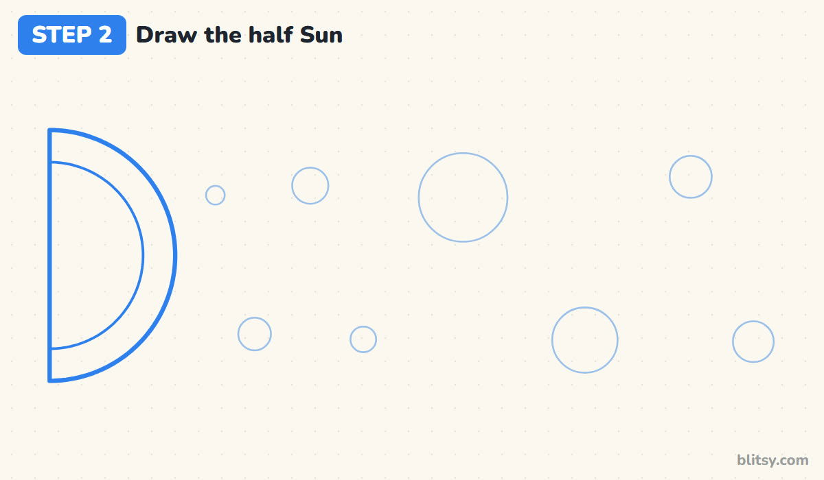 How to draw the solar system step by step step 2 - draw the half sun