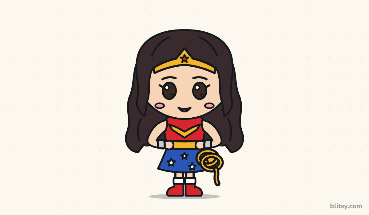 How to draw wonder woman step by step - finished drawing