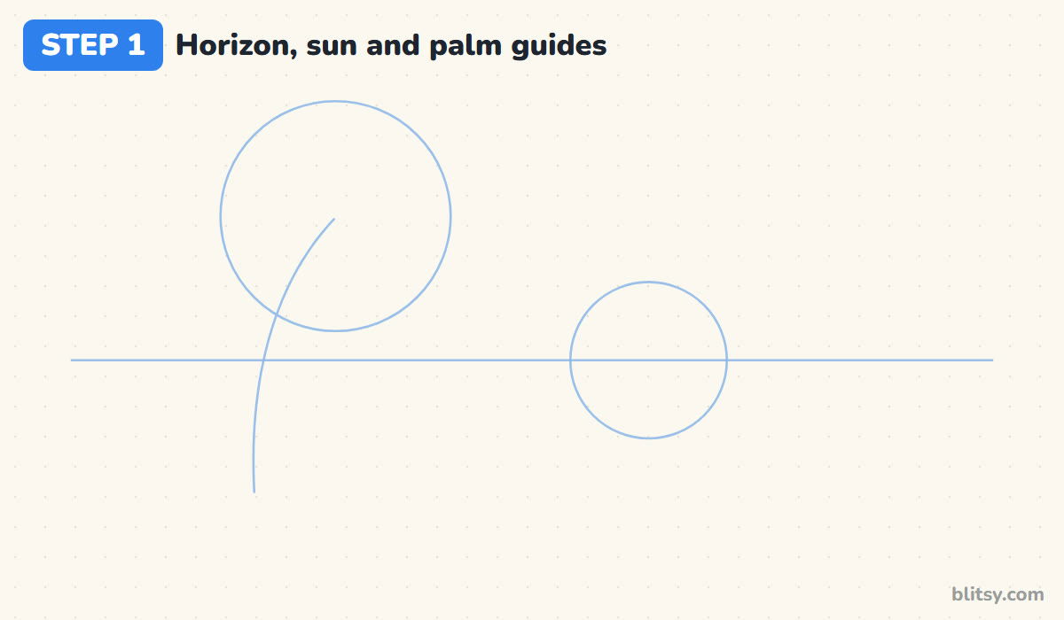 Oil pastel drawing step by step step 1 - sketch faint guide lines and circles