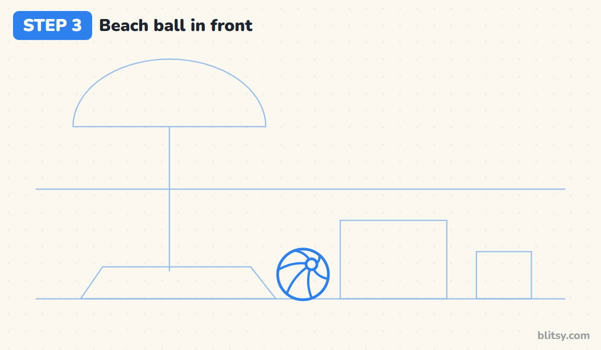Summer drawing step by step step 3 - draw the beach ball