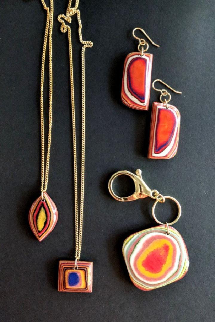 Agate Inspired Layered Paper Veneer Jewelry