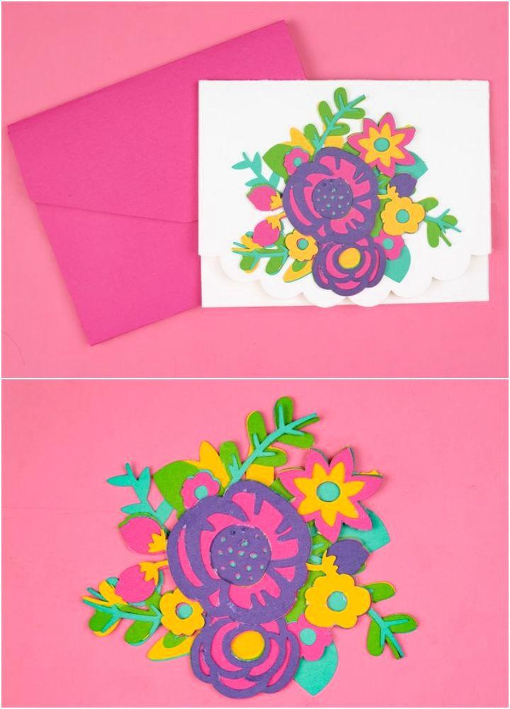 Beautiful Cricut Layered Floral Card