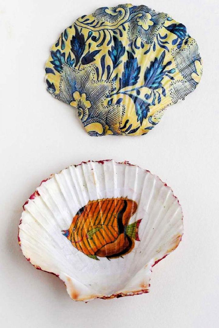 Beautiful Decoupage Shell Dish