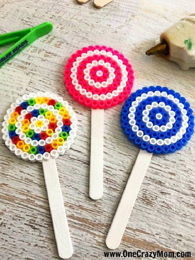 Circle Perler Beads Lollipop Craft
