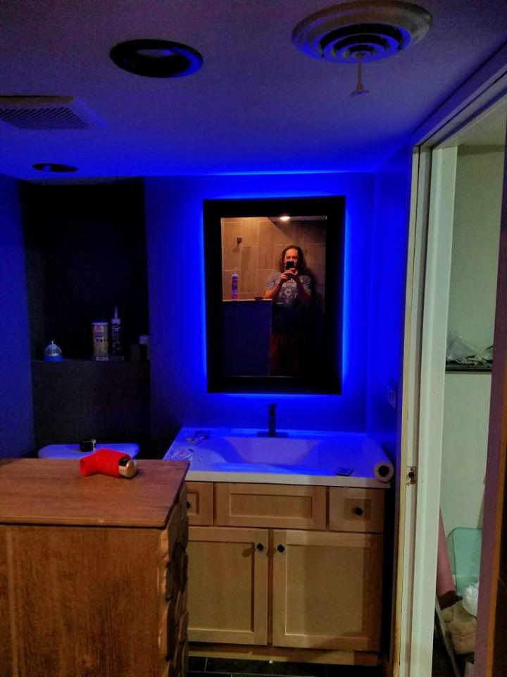 DIY Backlit Mirror Bathroom Remodel