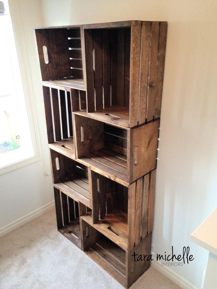 DIY Bookshelf Using Large Wooden Crates