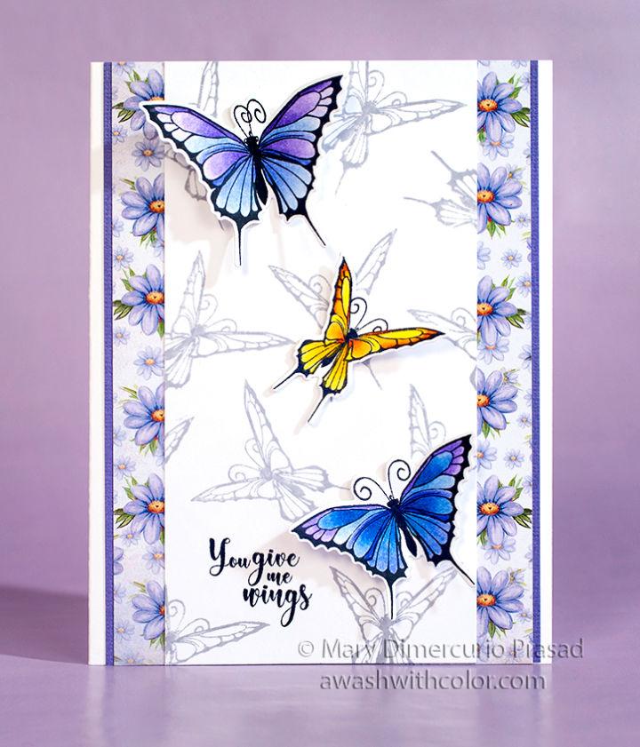 DIY Butterfly Card Colored with Prismacolor Pencils