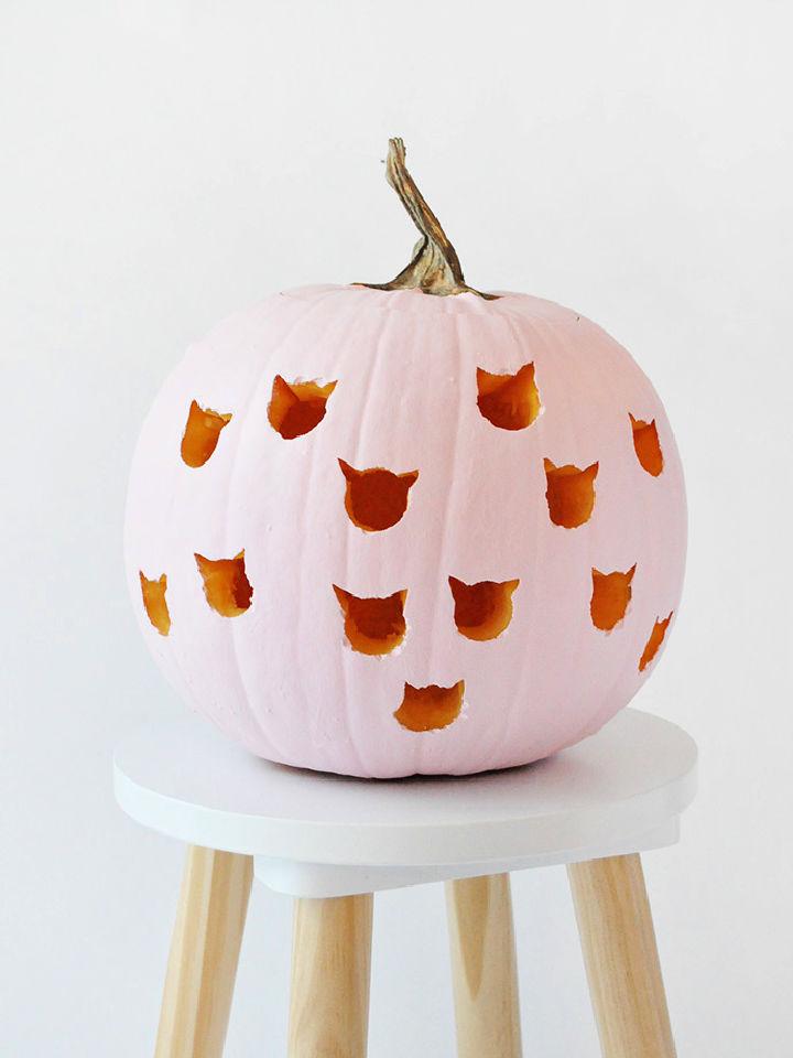 DIY Cat Drilled Pumpkins