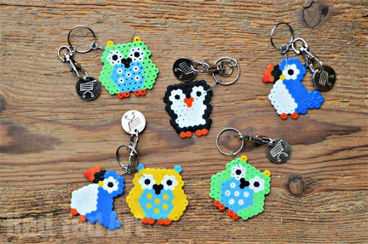 DIY Hama Bead Keyring Owls