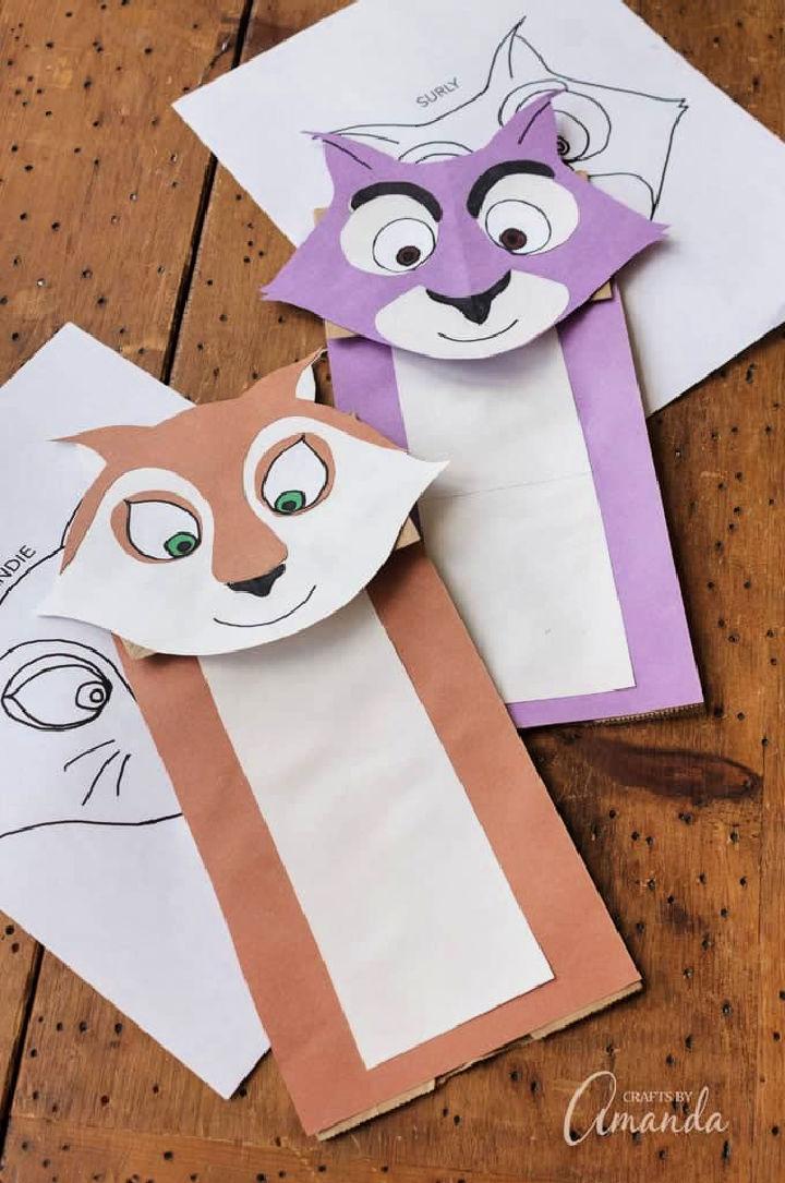 DIY Paper Bag Squirrel Puppets