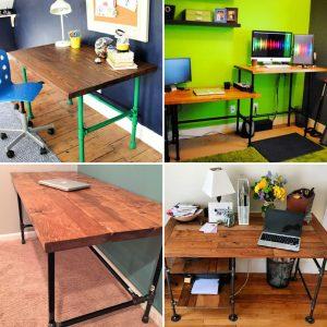 industrial inspired diy pipe desk plans with shelves