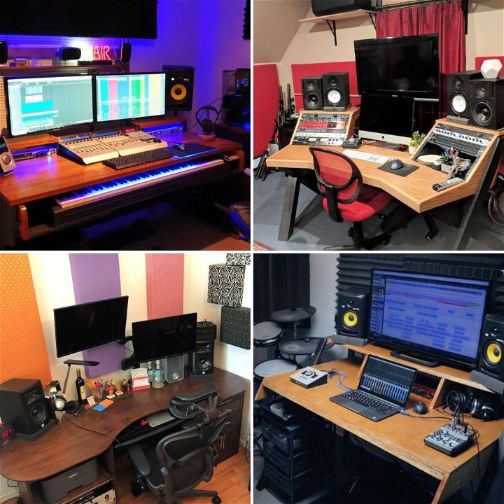 Music Desk, Computer Desk with Keyboard Tray, Studio Desk for Music  Production, Recording Studio Desk for Producer, Modern Work Study PC Desk  with Monitor Shelf, Black 