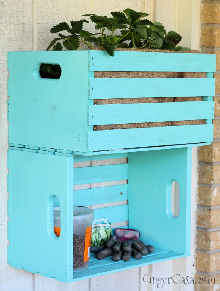 DIY Wooden Crate Planter on Wall