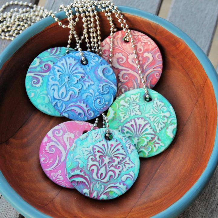 Damask Polymer Clay Pendants