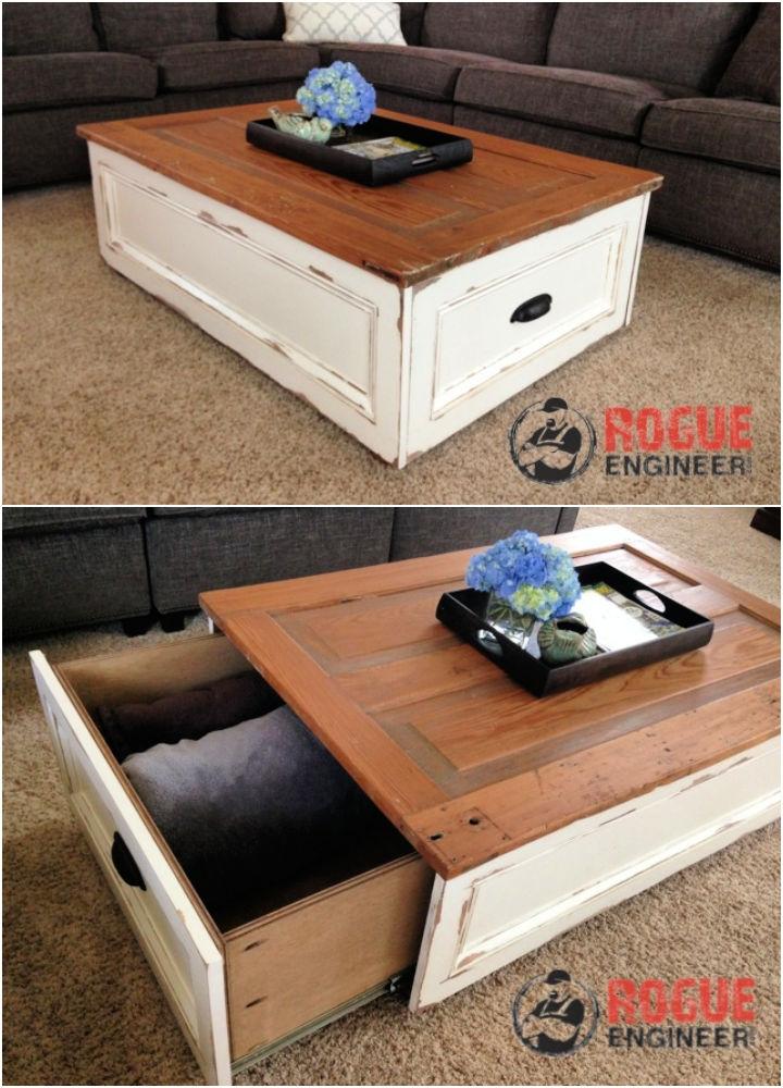 Distressed Coffee Table with Storage