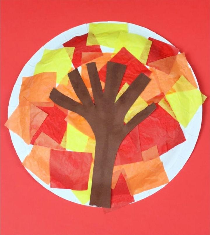 Easy Paper Plate Fall Tree Craft