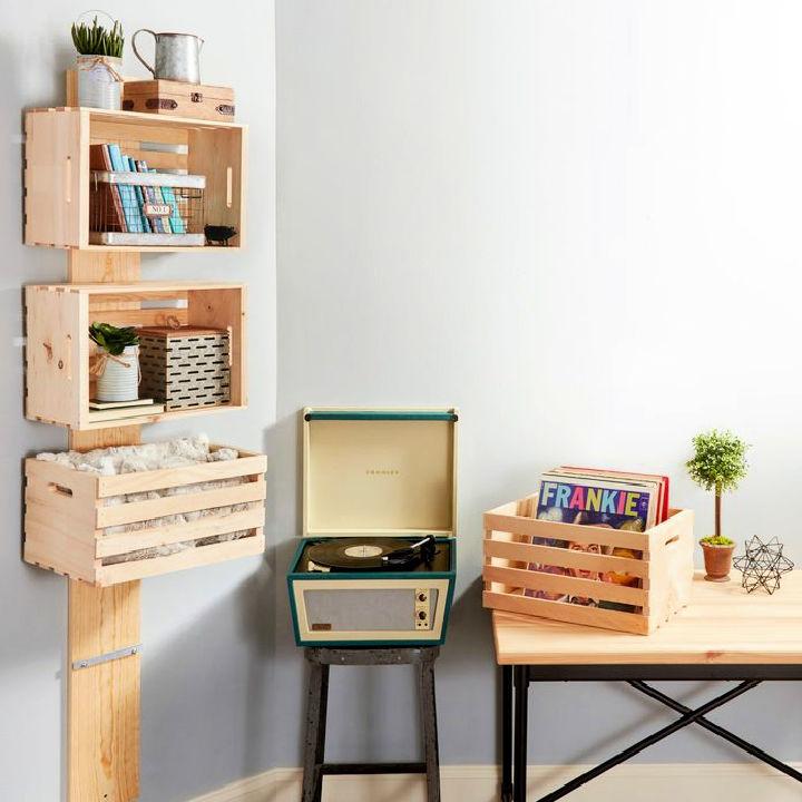 Easy Wooden Crate Shelf