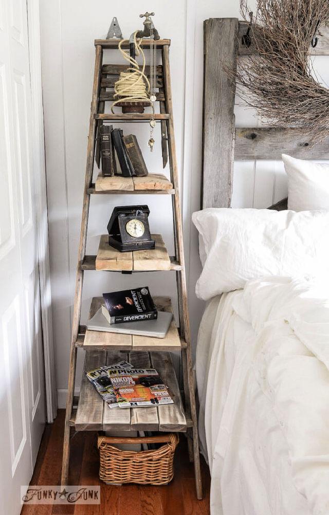 Farmhouse Nightstand from a Ladder