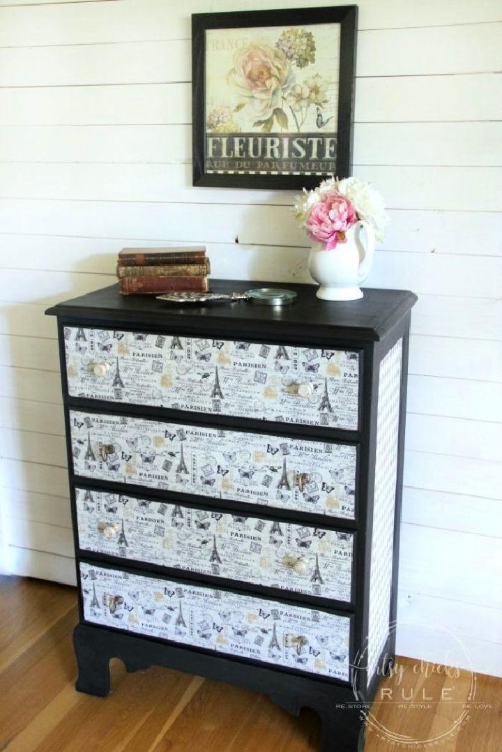 French Fabric Decoupage Dresser