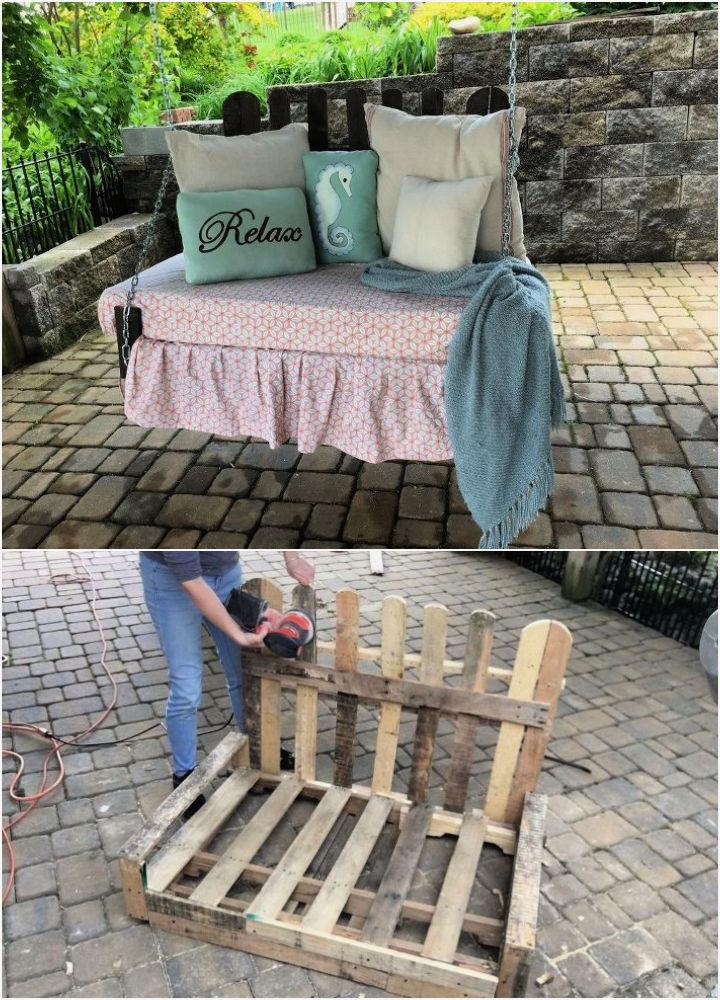 Hanging Pallet Swing Bed